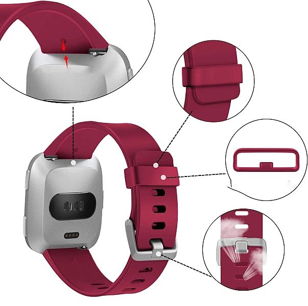 Opaska / Pasek Braders do Fitbit Versa / Versa 2 / Versa Lite bordowy