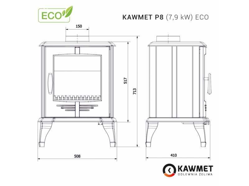 Kominek żeliwny KOZA Salon nowy! Piecyk KAWMET P8 7,9 KW ECO