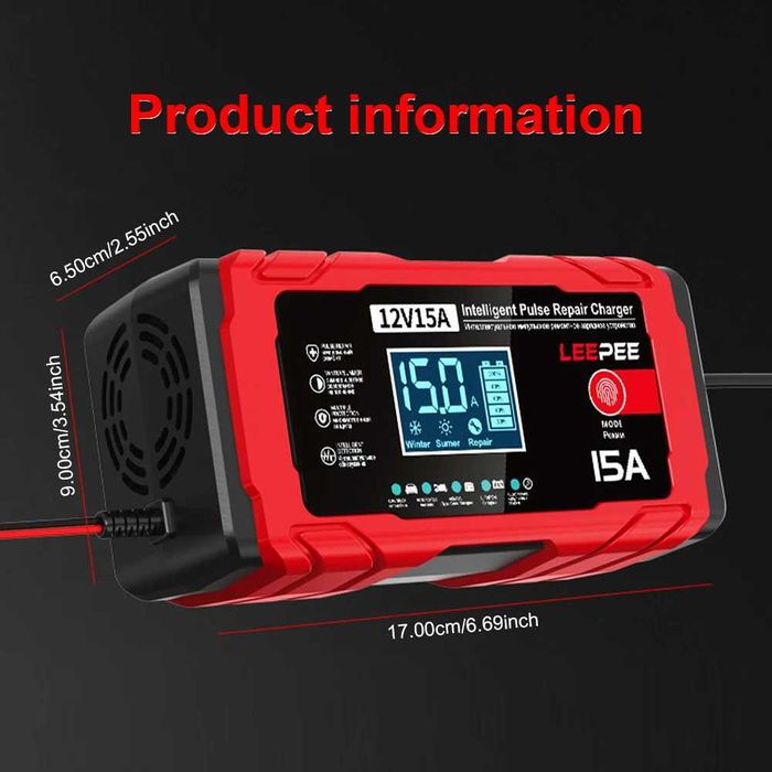 LEEPEE Smart зарядний пристрій для АКБ 12в 15а