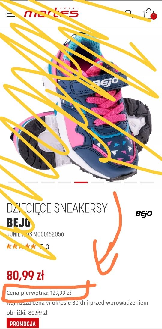 Martes Dziecięce Sneakersy Bejo buty rozmiar 25