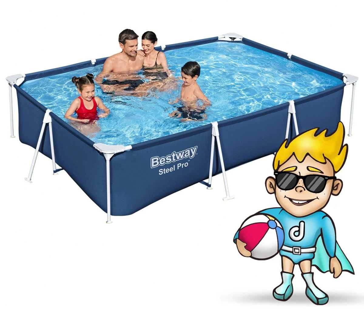 Duży stelażowy Basen ogrodowy 300x201x66 cm Bestway zestaw 16w1