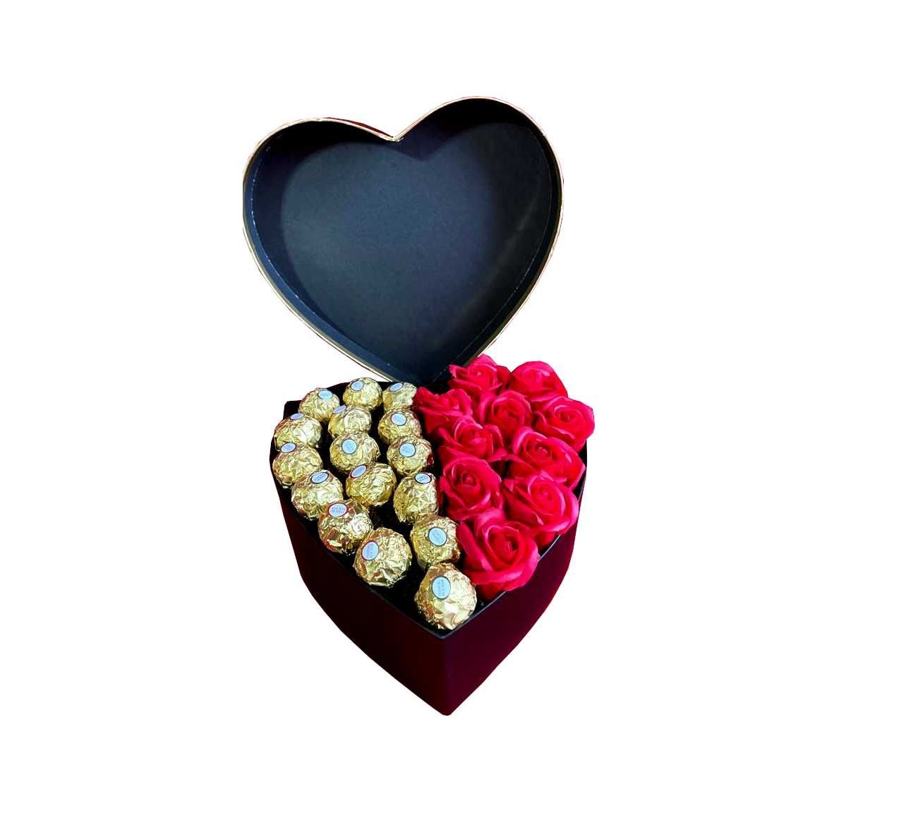 Zestaw Flowerbox Mydlane Róże Ferrero Prezent Walentynki Dziewczyny