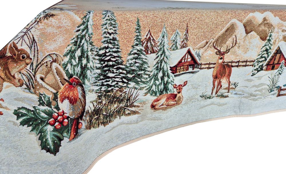 Obrus zimowy 140x350 cm złota nitka DZ01 LX