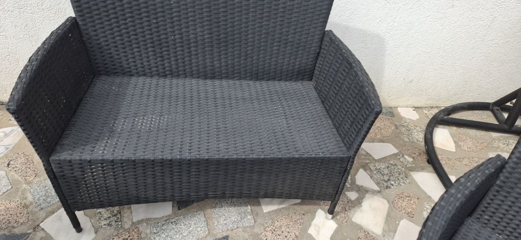 Conjunto de mobiliário de jardim Firenze 4 lugares Preto