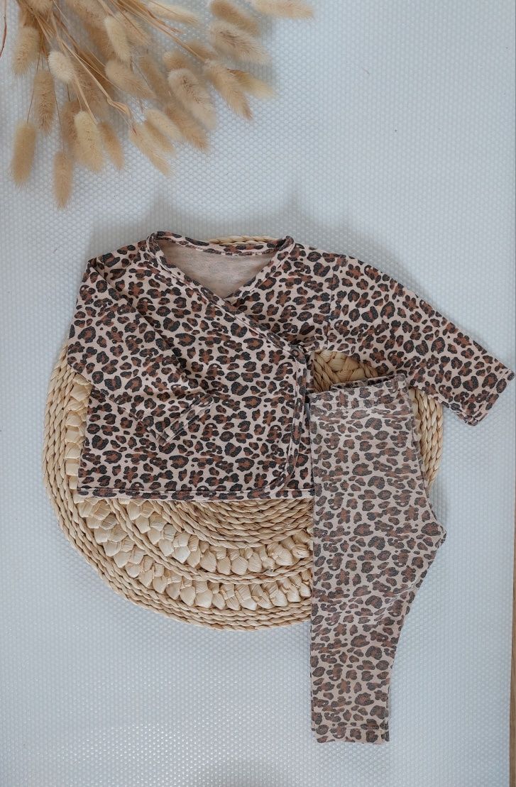 Zestaw w panterkę - kaftanik + legginsy  r. 68