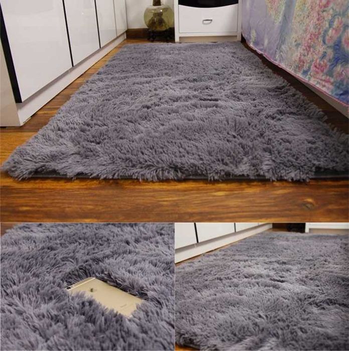 Puszysty Dywan Shaggy  – Pluszowy Szary Dywan 120x160 cm
