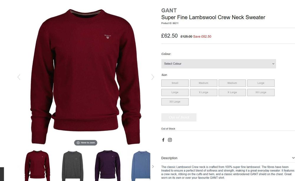 Мужской шерстяной свитер Gant (М-Л)