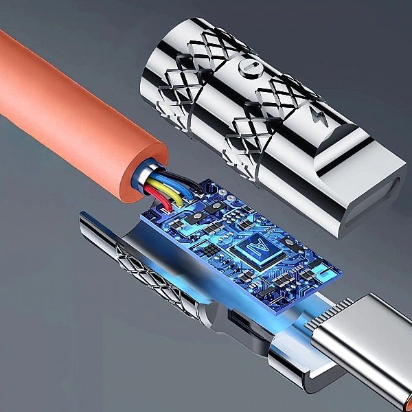 Kabel Dudao L24cc kątowy Usb-c - Usb-c 120w 1m regulowany - pomarańczo