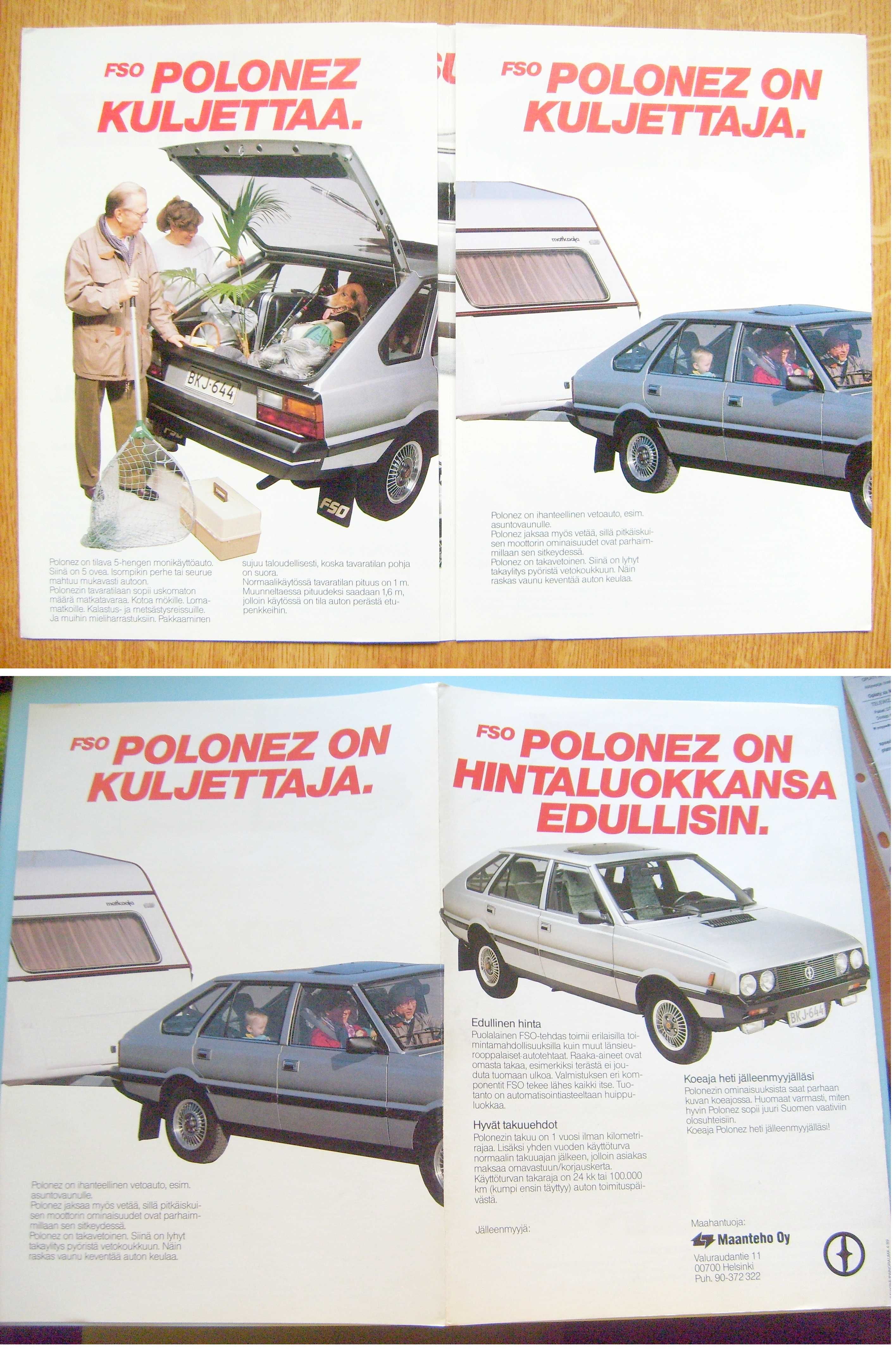 FSO POLONEZ 1300 / 1500 rok 1989 * prospekt rynek fiński WYPRZEDAŻ !