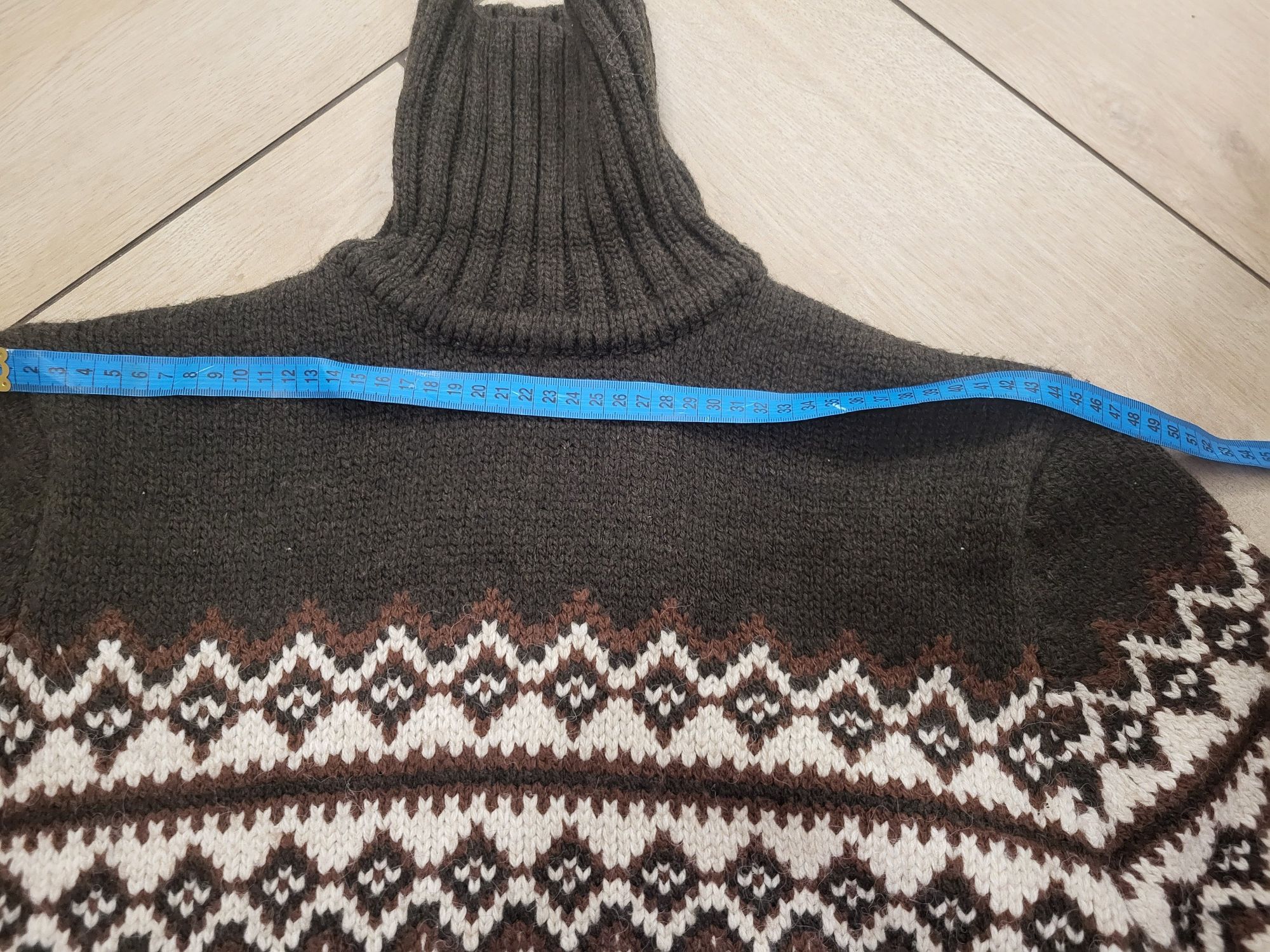 Шерстяний чоловічий светр ELM - молочний з коричневим - розмір L