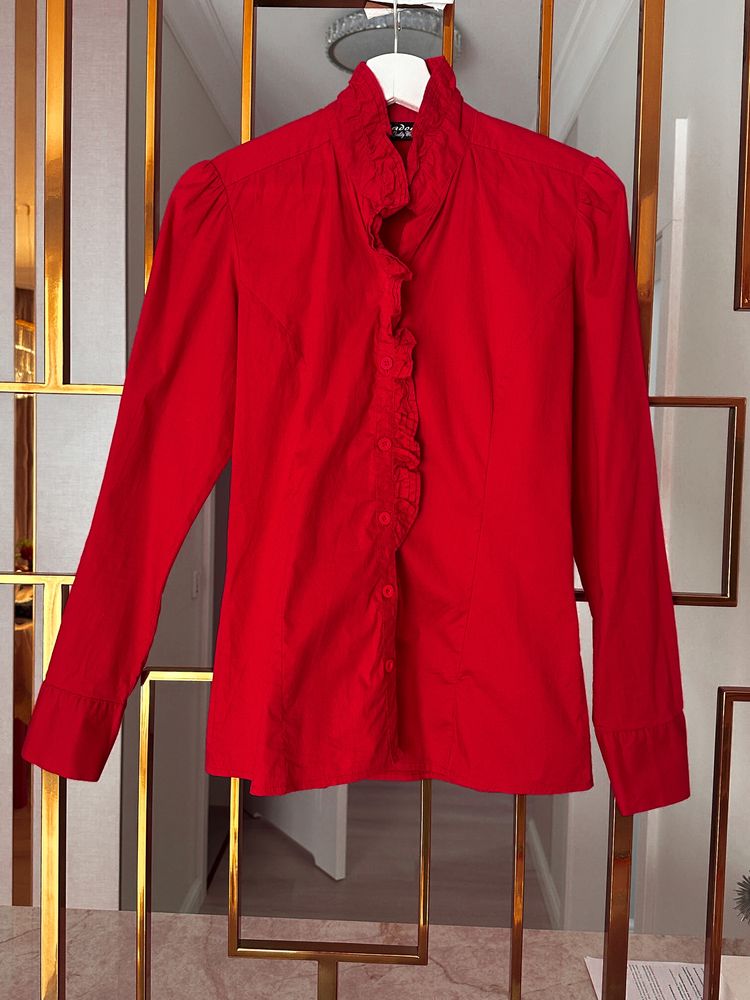 Bluza koszula s 36 czerwona wiśniowa w stylu Vintage