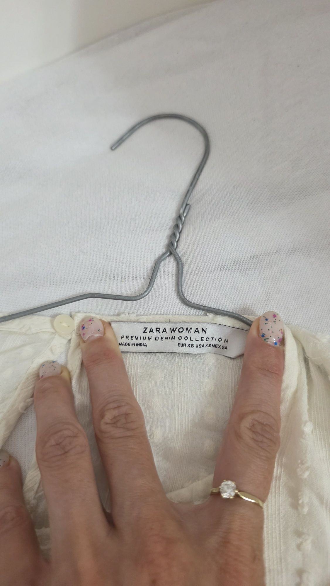 Biała koszula Zara kremowa koszula Boho vintage falbanki