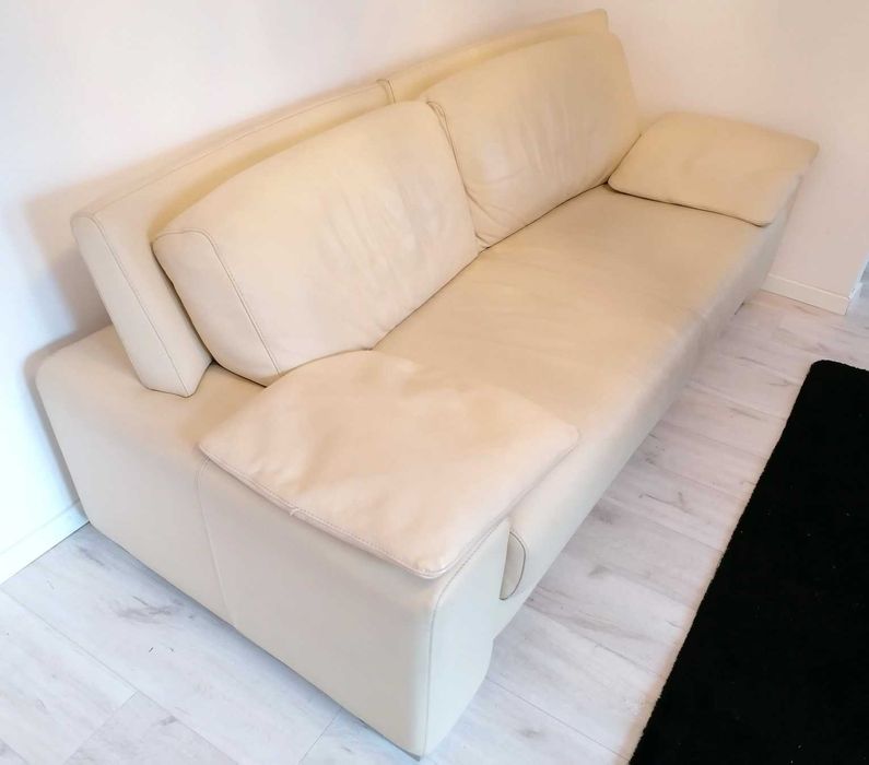 Kanapy Włoskie Nicoletti Skóra Kremowe 2 + 3 Używane Stan bardzo dobry