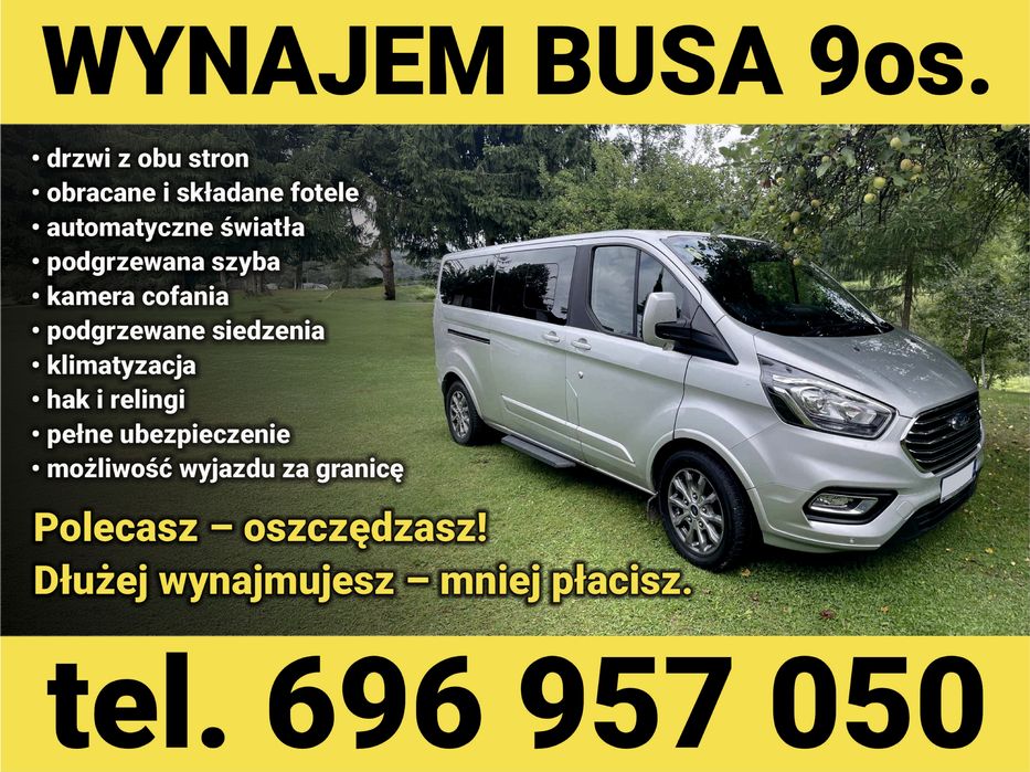 Wynajmę busa 9 os.  OKAZJA !