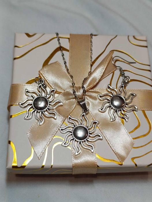 Naszyjnik + kolczyki ze stali nierdzewnej słoneczko