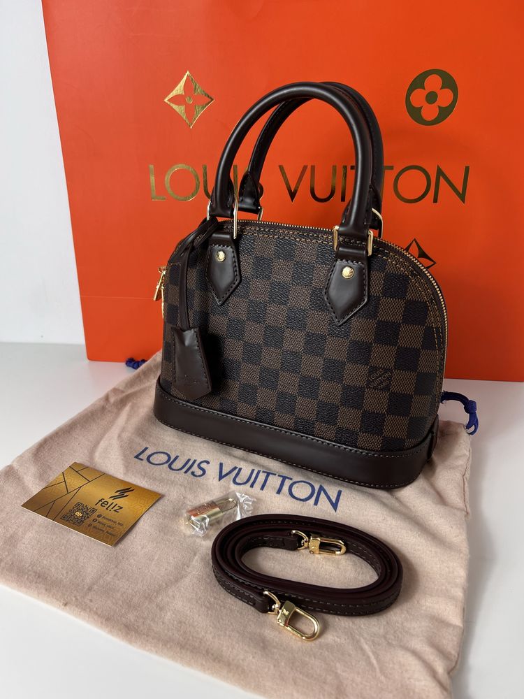 Torebka damska kuferek Louis Vuitton Alma Tote skorzana Damier Ebene