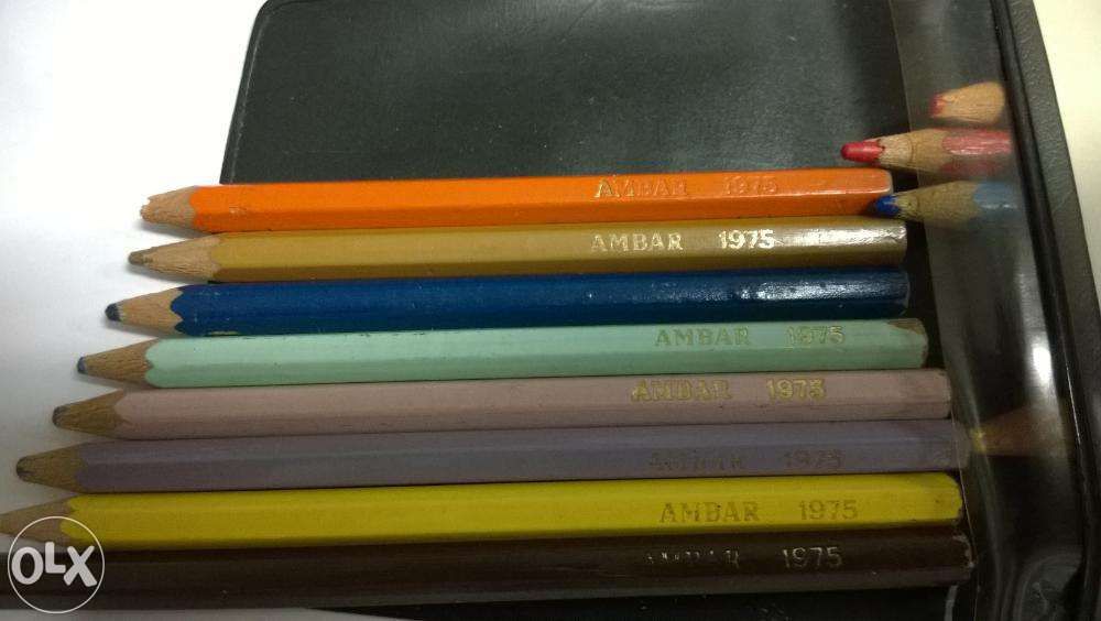 Conjunto lápis de cor da marca Ambar ano 1972