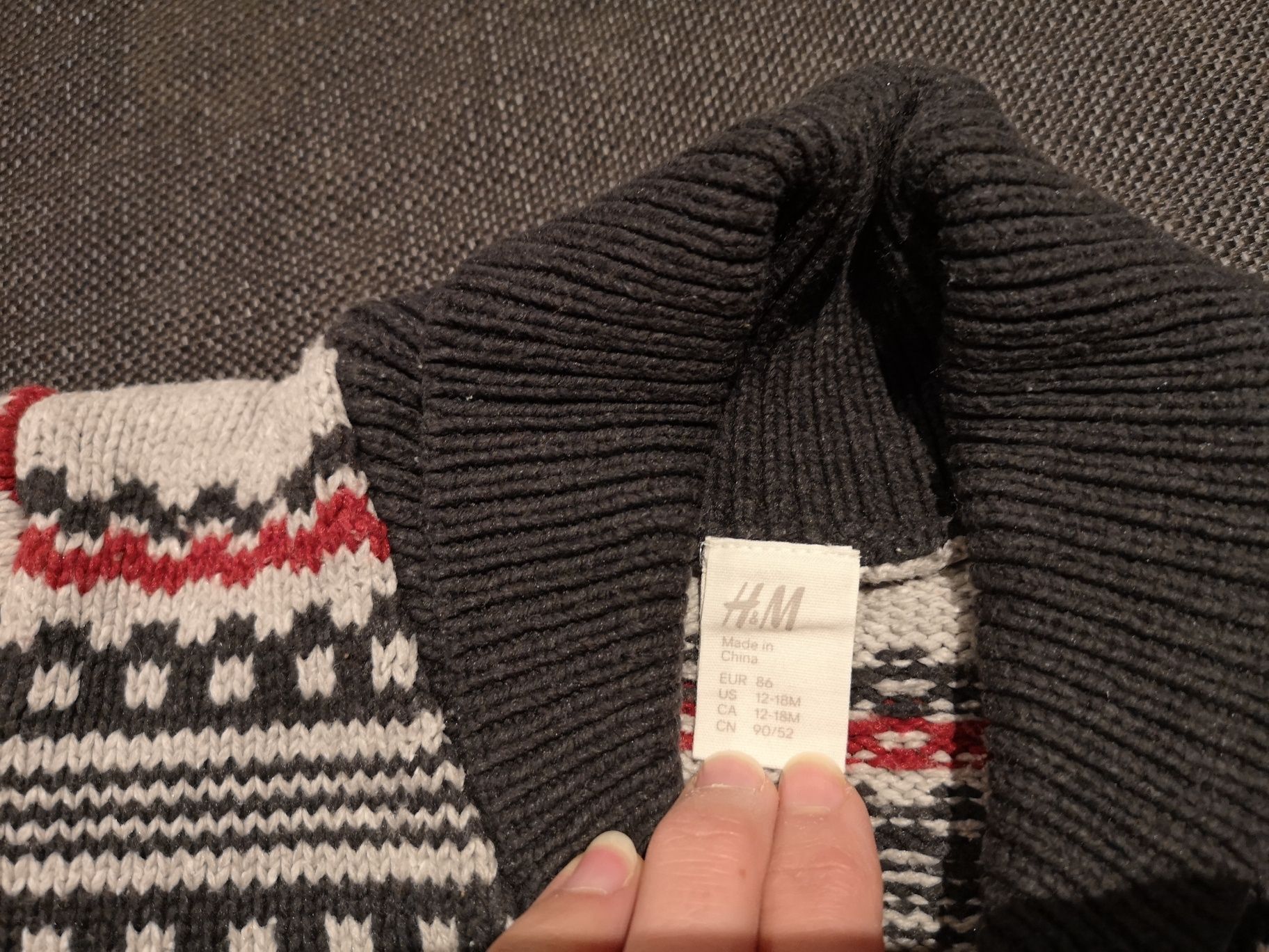 Ciepły, rozpinany sweter H&M rozmiar 86