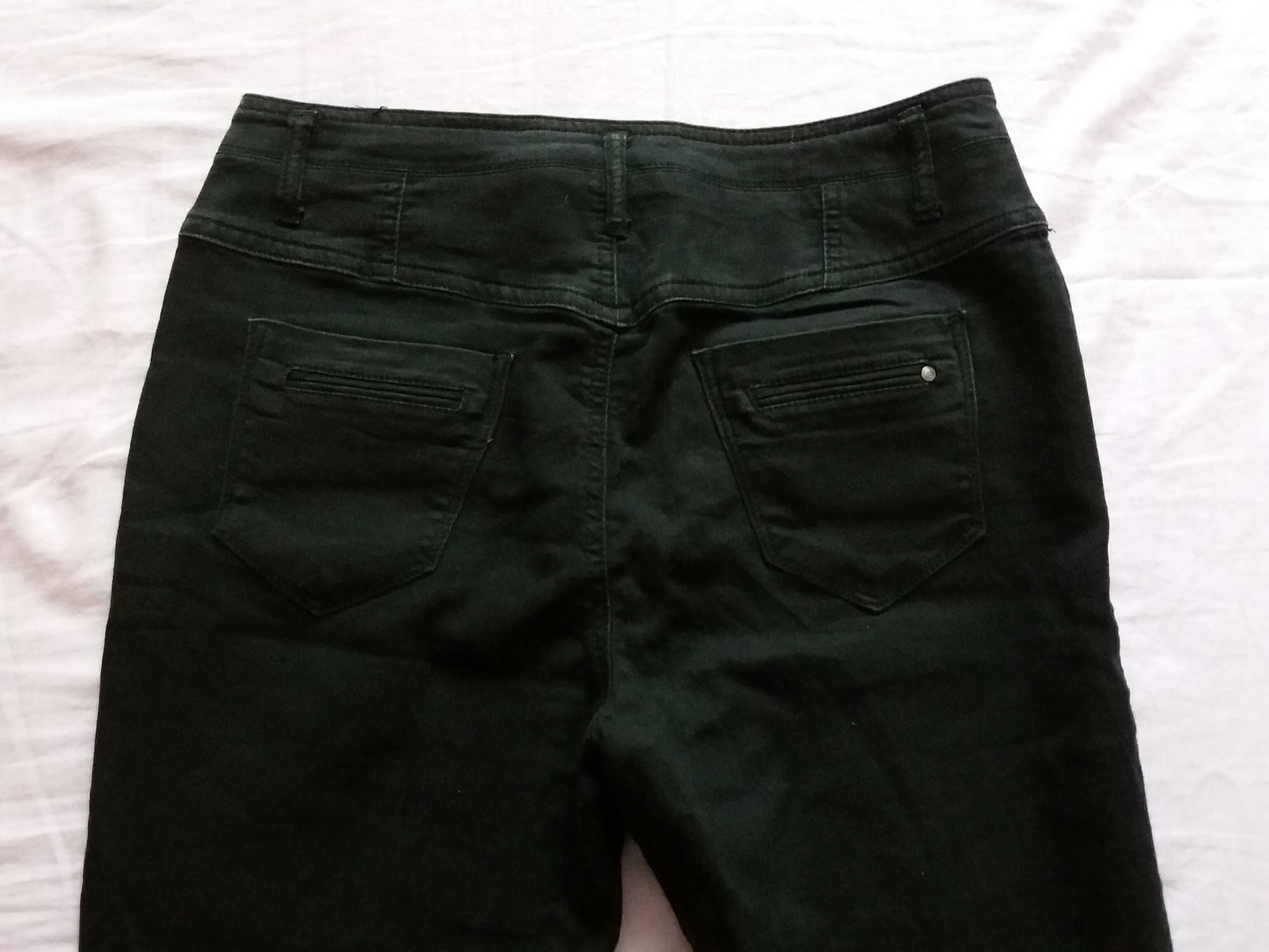 Czarne spodnie rurki high waist skinny 38 M