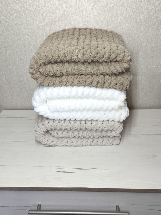 Пледи Alize puffy, в'язаний плед, пледи Алізе пуффі, плед плюшевий