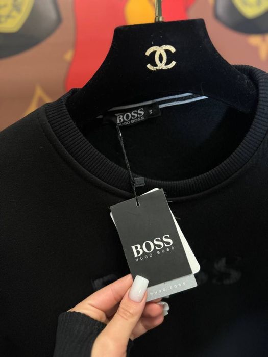ЦЕНА ТАКОГО 2600! Мужской свитшот HUGO BOSS Кофта черная Босс на флисе