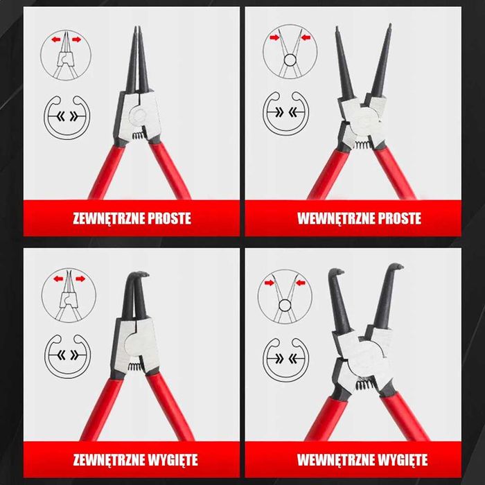 SZCZYPCE PIERŚCIENI SEGERA Zestaw Zewnętrzne Wewnętrzne Wygięte