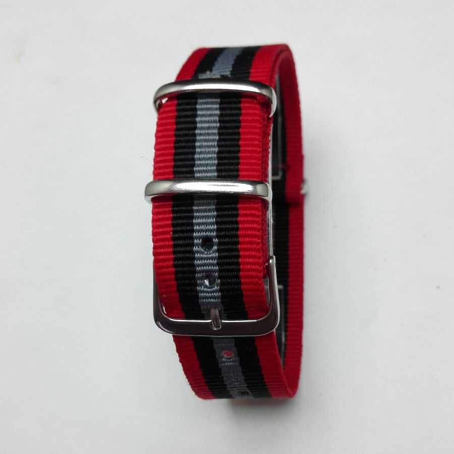 Pasek do zegarka NATO nylonowy strap 20mm czerwony granatowy parciany