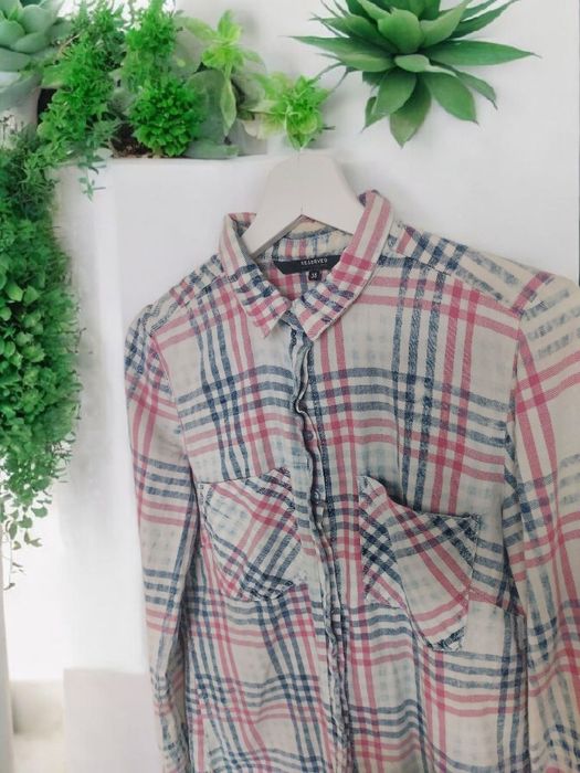 Koszula Reserved w kratę długi rękaw casualowy styl oversize'owy krój