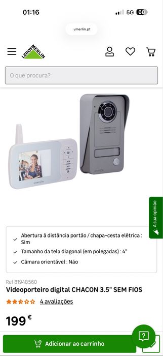 2 Videoporteiros Chacon 3.5 sem fios