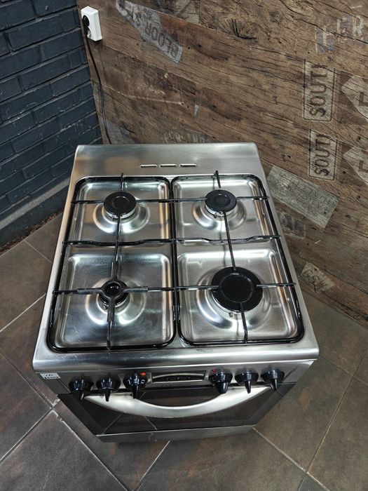 Газова плита з електро духовкою, нержавійка