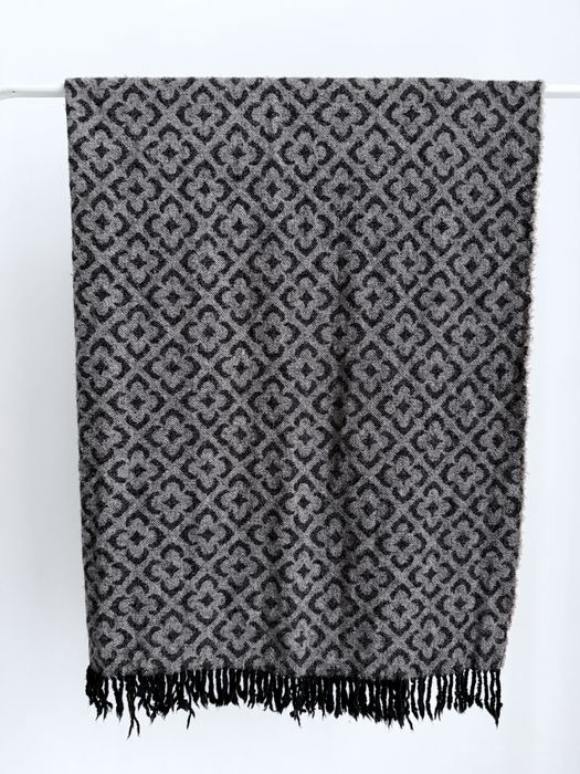 Koc, pled z naturalnej wełny 100 % Woolmark, beżowy, brązowy