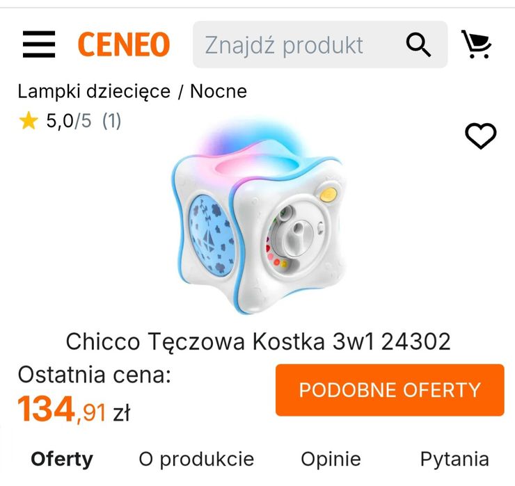 Tęczowa kostka chicco 3w1 do zabawy: projektor, pozytywka, lampka