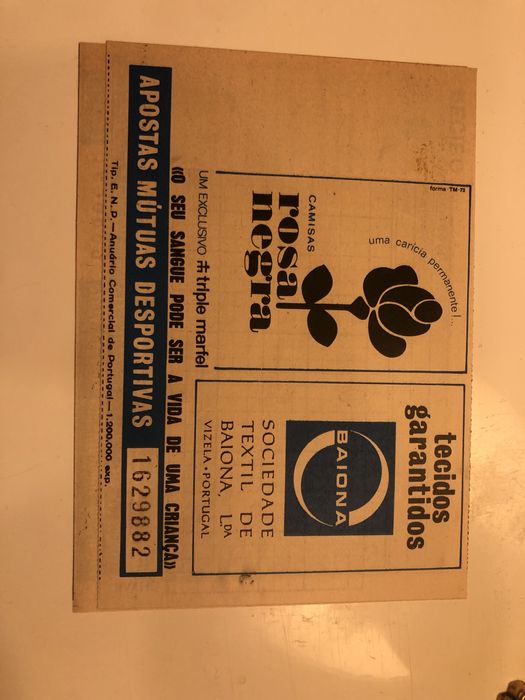 Boletim Totobola - 1975 - Taça Internacional - Novo