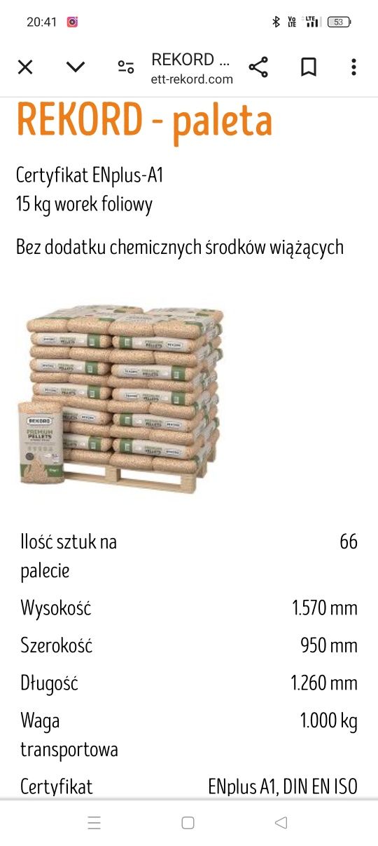 Pellet Timber Certyfikowany A1/EN