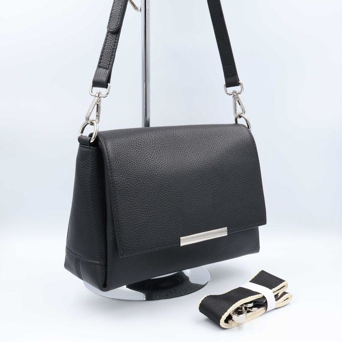 Сумка жіноча шкіряна Polina&Eiterou 6051 Black Сумка женская кожаная