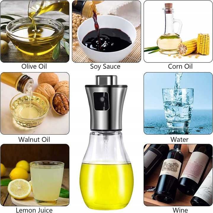 Spryskiwacz Do Oleju Dozownik Oliwy Octu Sprayu Szklana Butelka 200ml