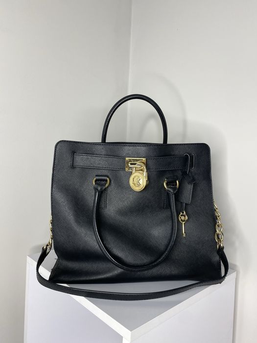 Женская черная кожаная сумка Michael Kors Hamilton оригинал шопер