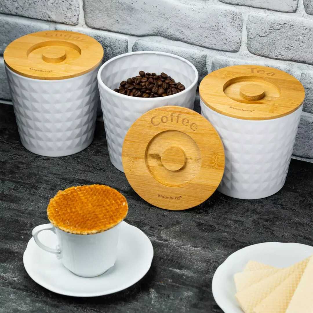 Zestaw pojemników kuchennych organizer do cukru kawy przypraw prezent