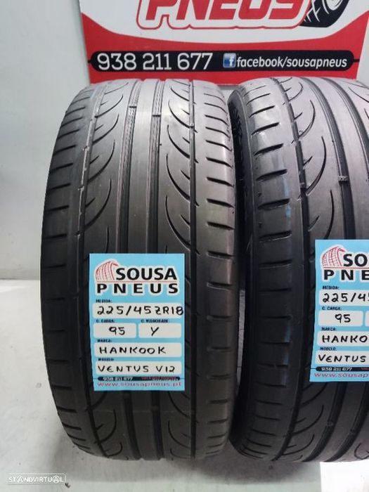2 pneus semi novos 225-45r18 hankook - oferta dos portes 130 euros