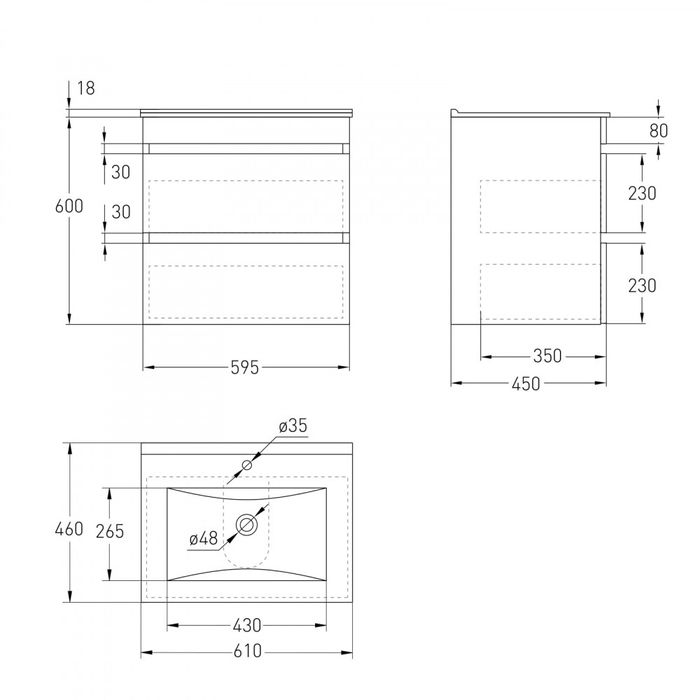 Підвісна тумба з умивальником для ванної кімнати FIESTA