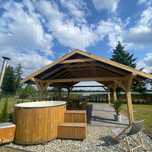 Domki letniskowe Firlej, Kunów gorąca balia z jacuzzi, prywatny pomost