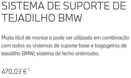 Barras de tejadilho BMW série 3 (usadas 1 x)