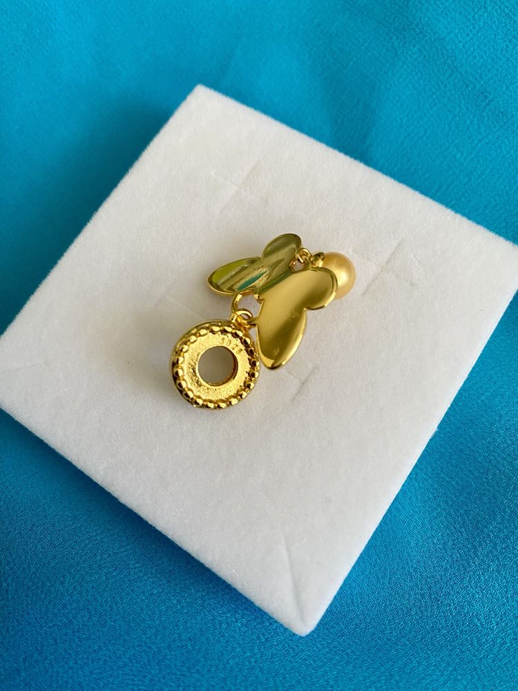 nowa masywna pozłacana zawieszka charms beads motyl z perłą srebro 925
