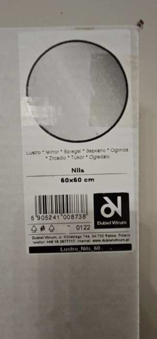 Lustro okrągłe drewno orzech 60x60 nils