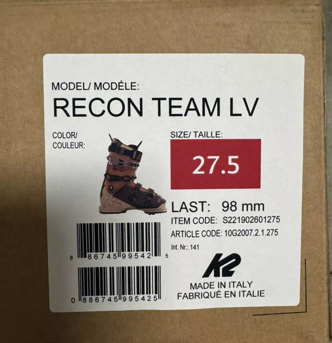 Гірськолижні ботинки  K2 Recon Team LV 27,5