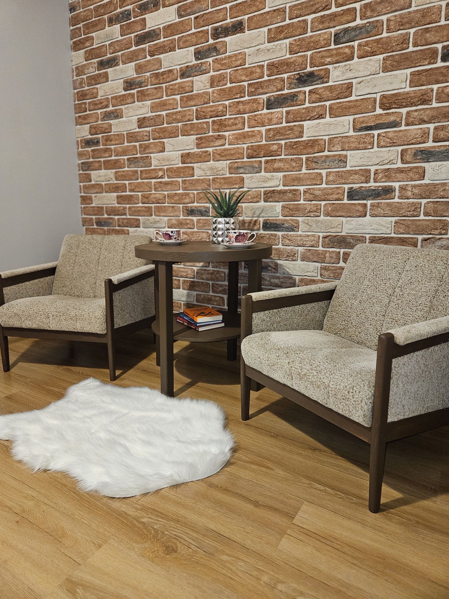 Dwa Fotele Stolik Antyki PRL LOFT