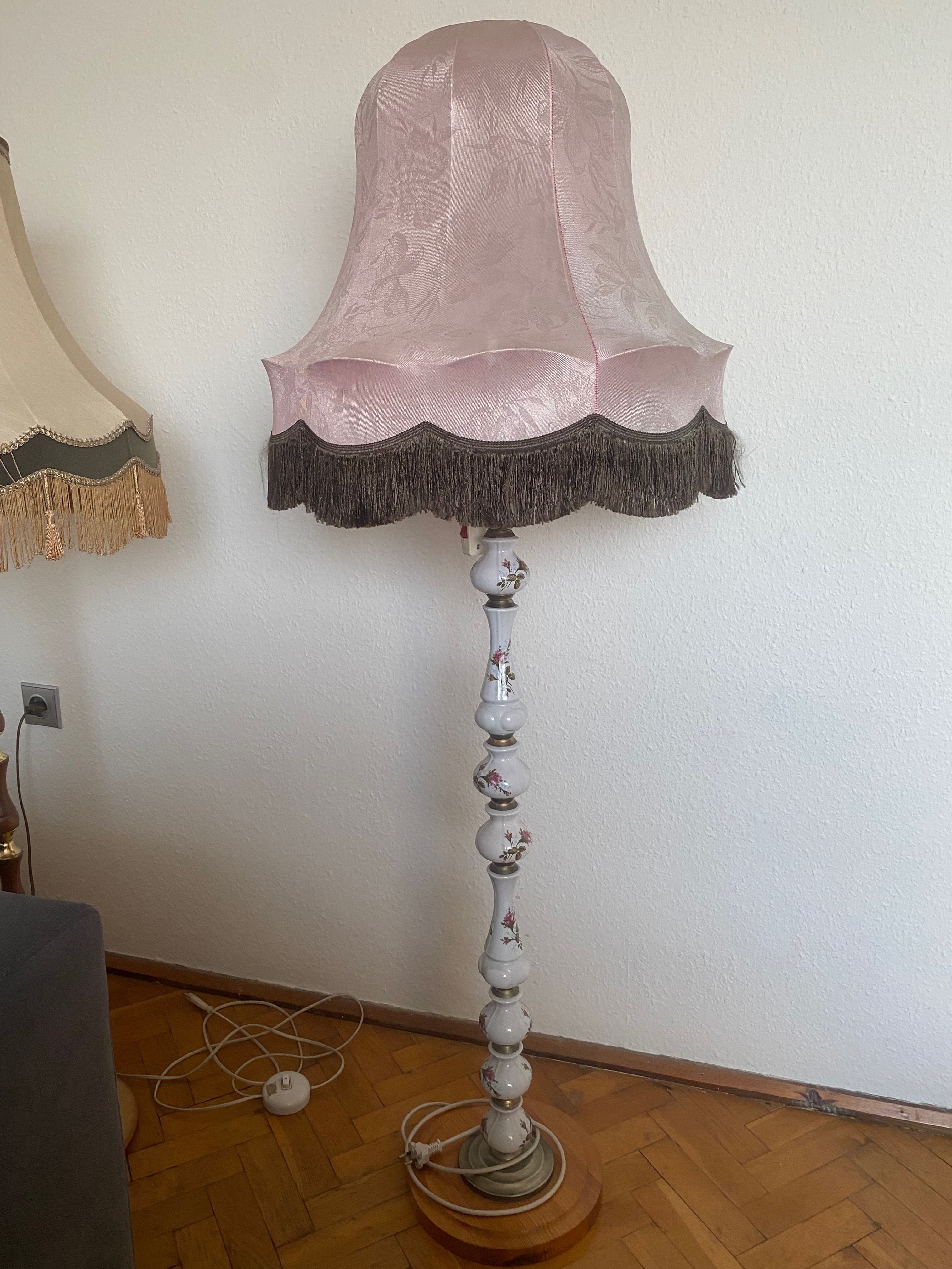 Lampa stojąca Vintage PRL z abażurem