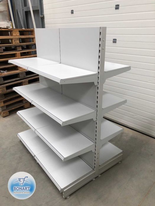 Regał sklepowy metalowy środkowy gondola szary