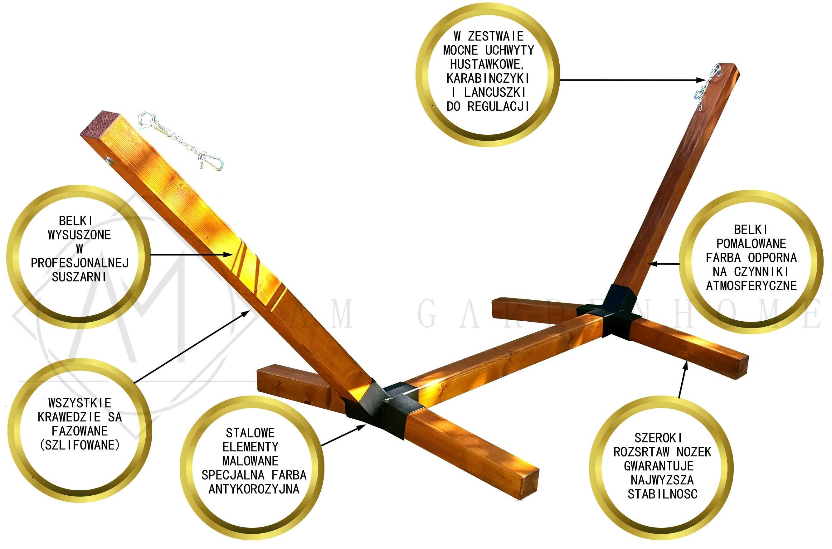 Stelaż na hamak + mocowania STOJAK XXL 10x10c teak lub white producent