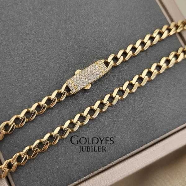 złoty łańcuszek pancerka pusta próby złota 585